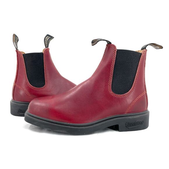 Blundstone Red Leather Dress Boots #1302 Chelsea Burgundy Rub Fall AU 4 | US 7 - Picture 1 of 13